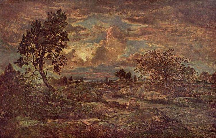 Theodore Rousseau Sonnenuntergang bei Arbonne oil painting picture
